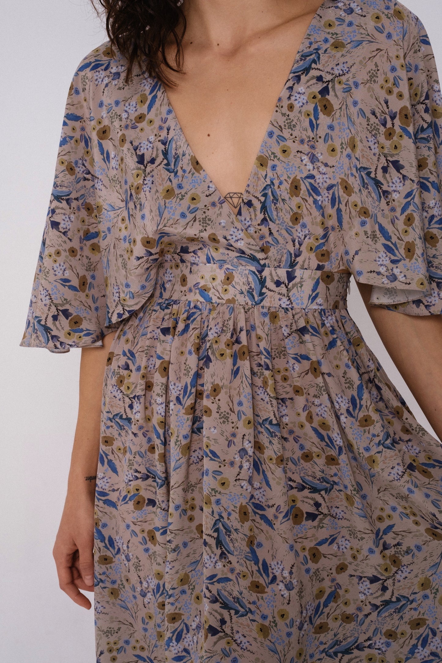 Butterfly sleeve dress