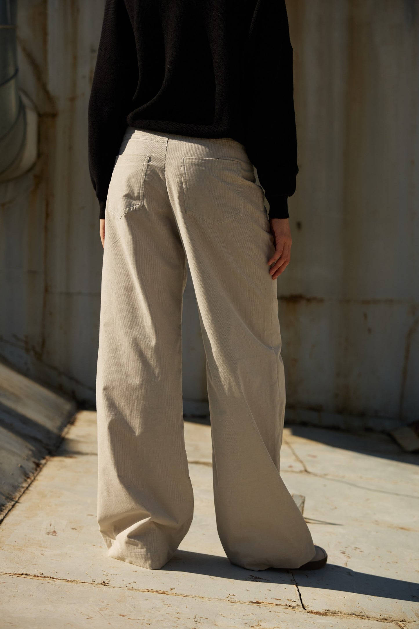 Gray velvet flared pants