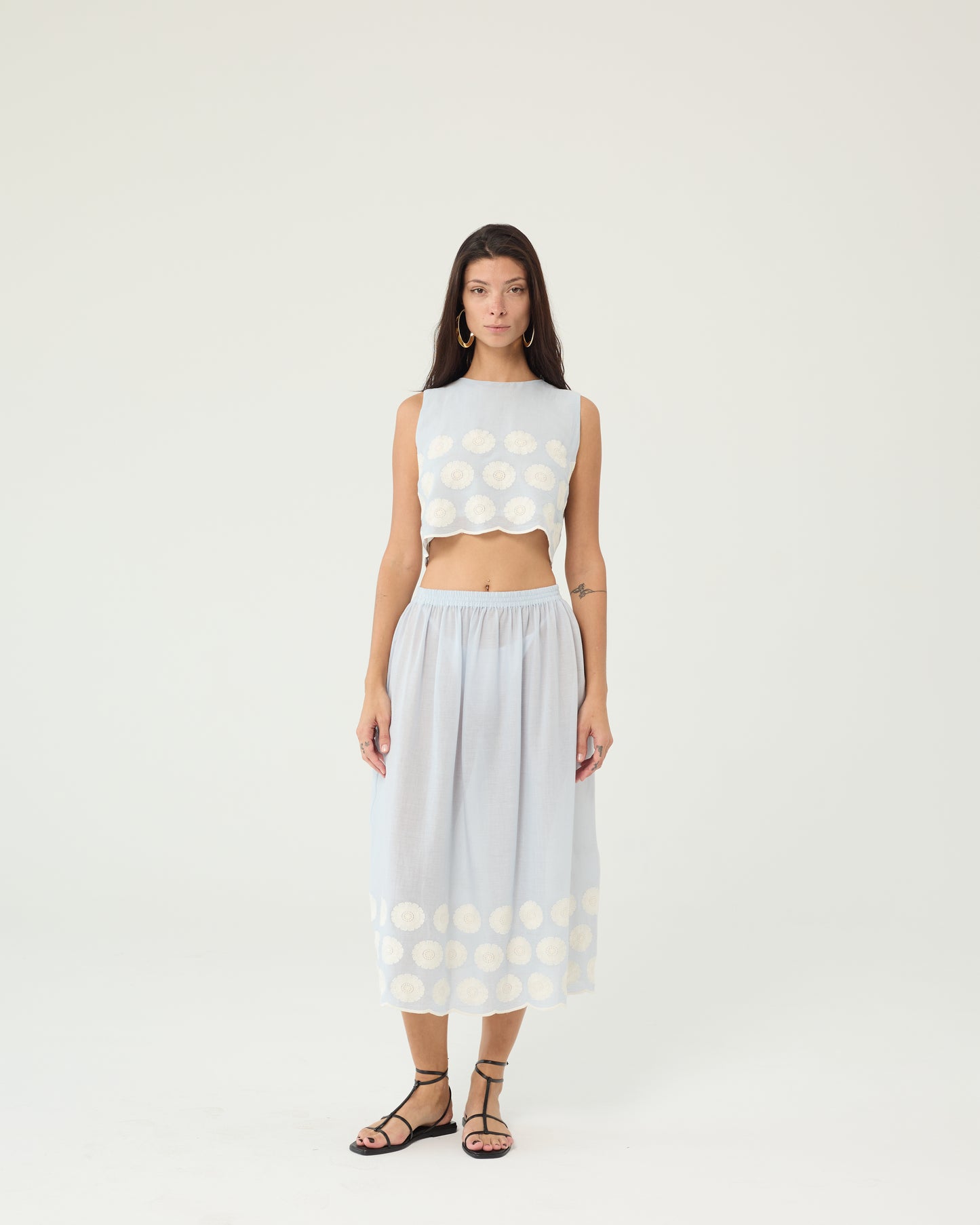 Broderie midi skirt