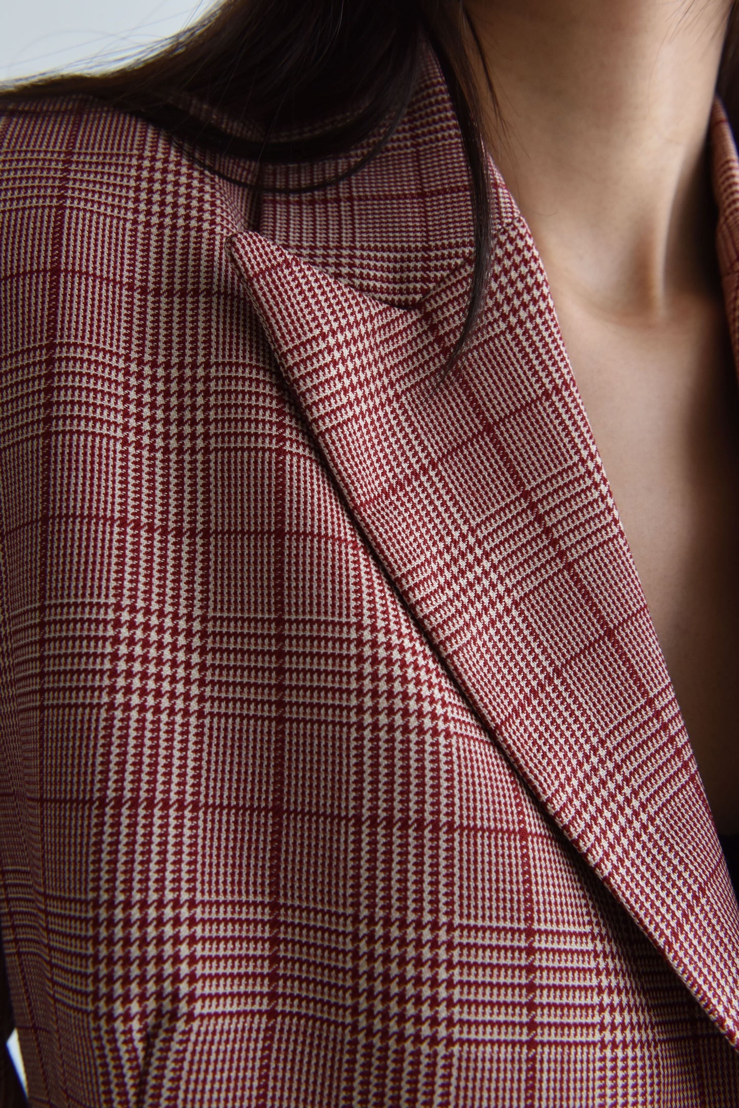 Double-breasted checked wool jacket