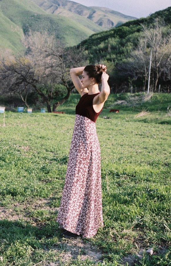 Maxi dress with velvet bodice