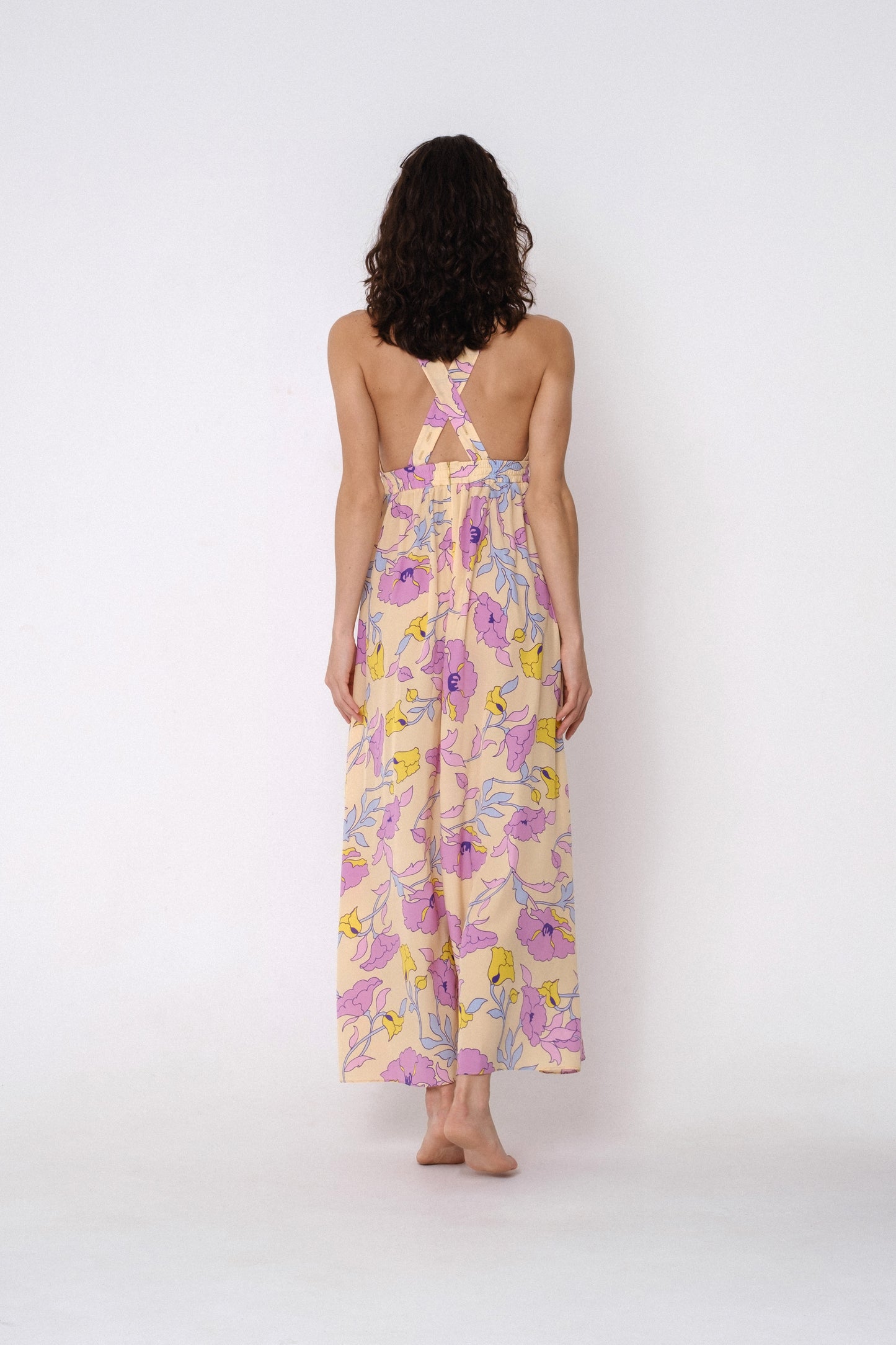 Open-back maxi floral sundress