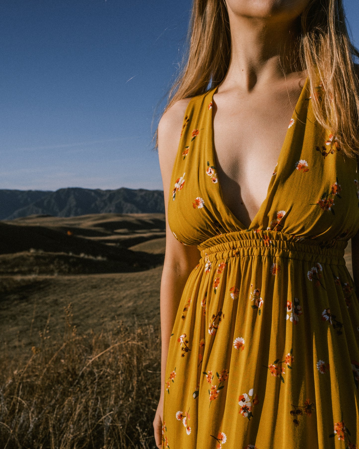 Open-back maxi floral sundress