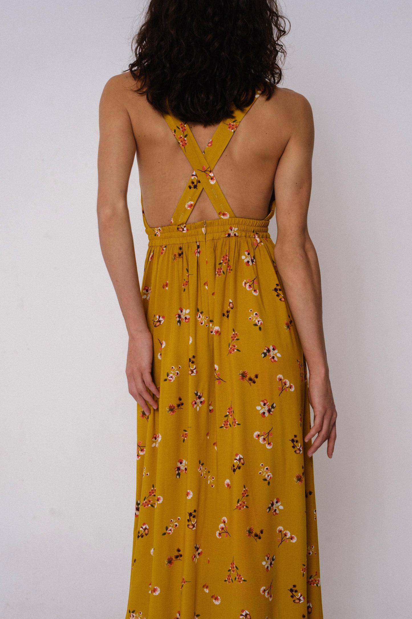 Open-back maxi floral sundress