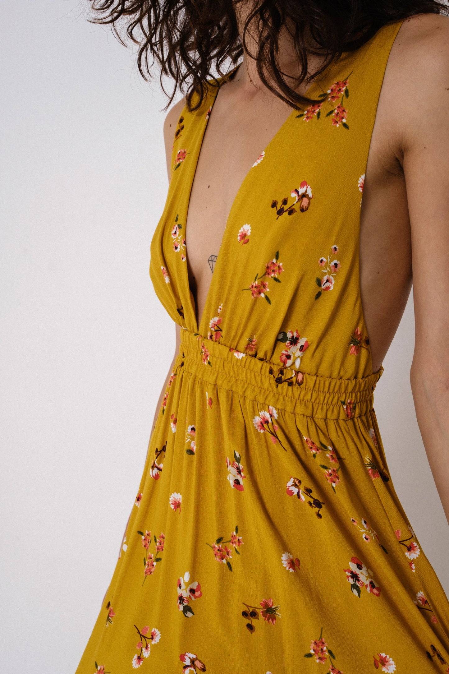 Open-back maxi floral sundress