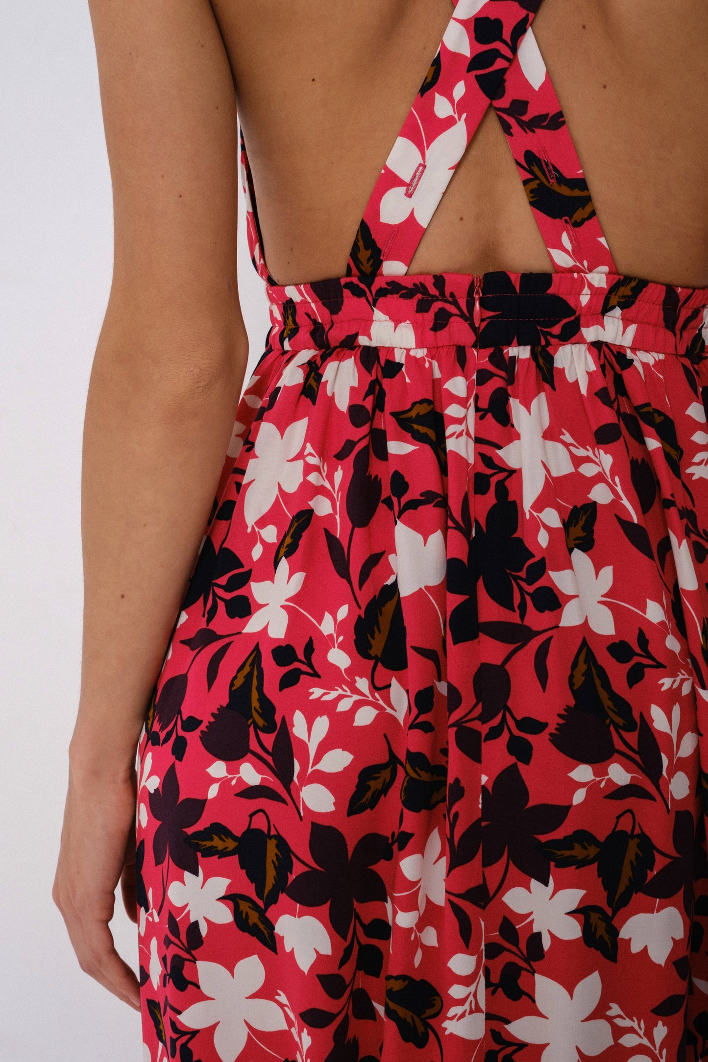 Open-back maxi floral sundress